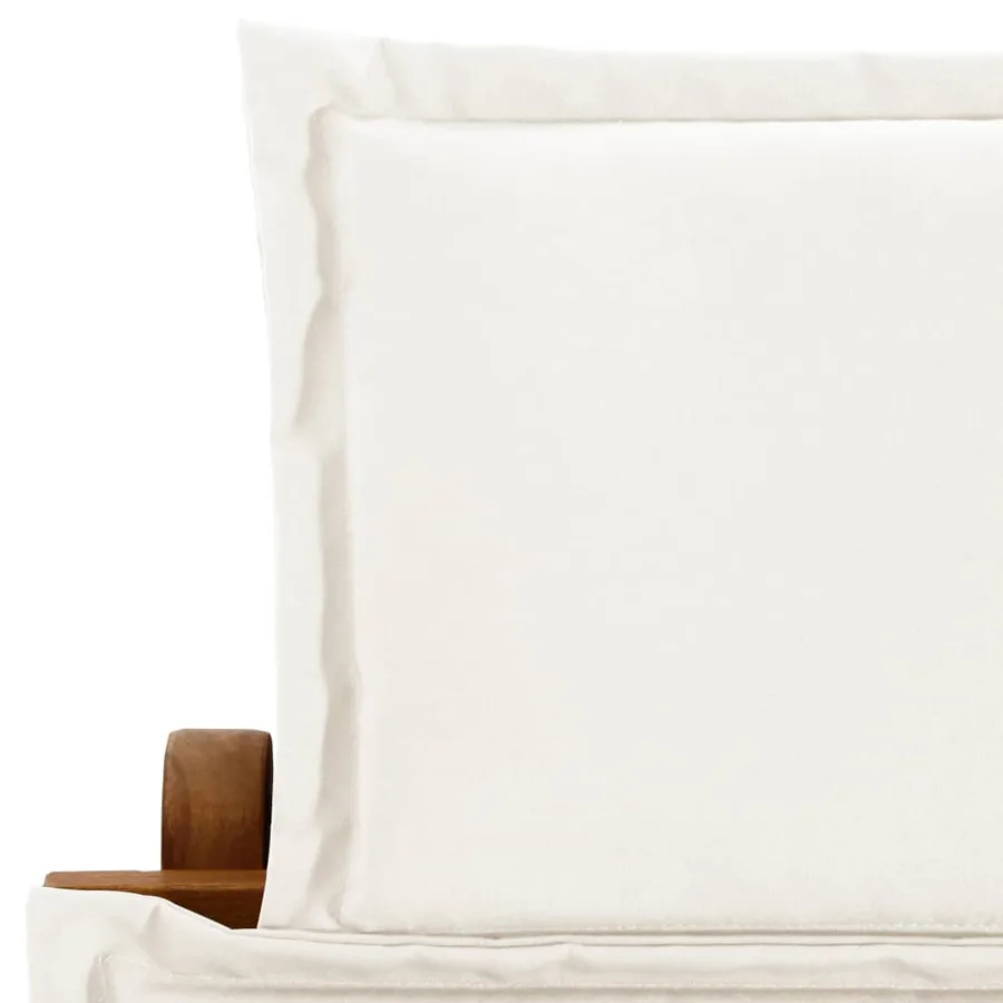 Chaise longue avec coussin Bois d'acacia solide Crème - 5