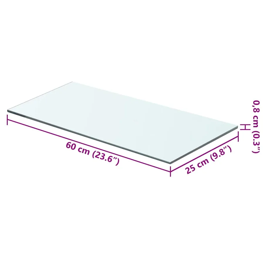 Panneau pour étagère Verre transparent 60 x 25 cm - 3