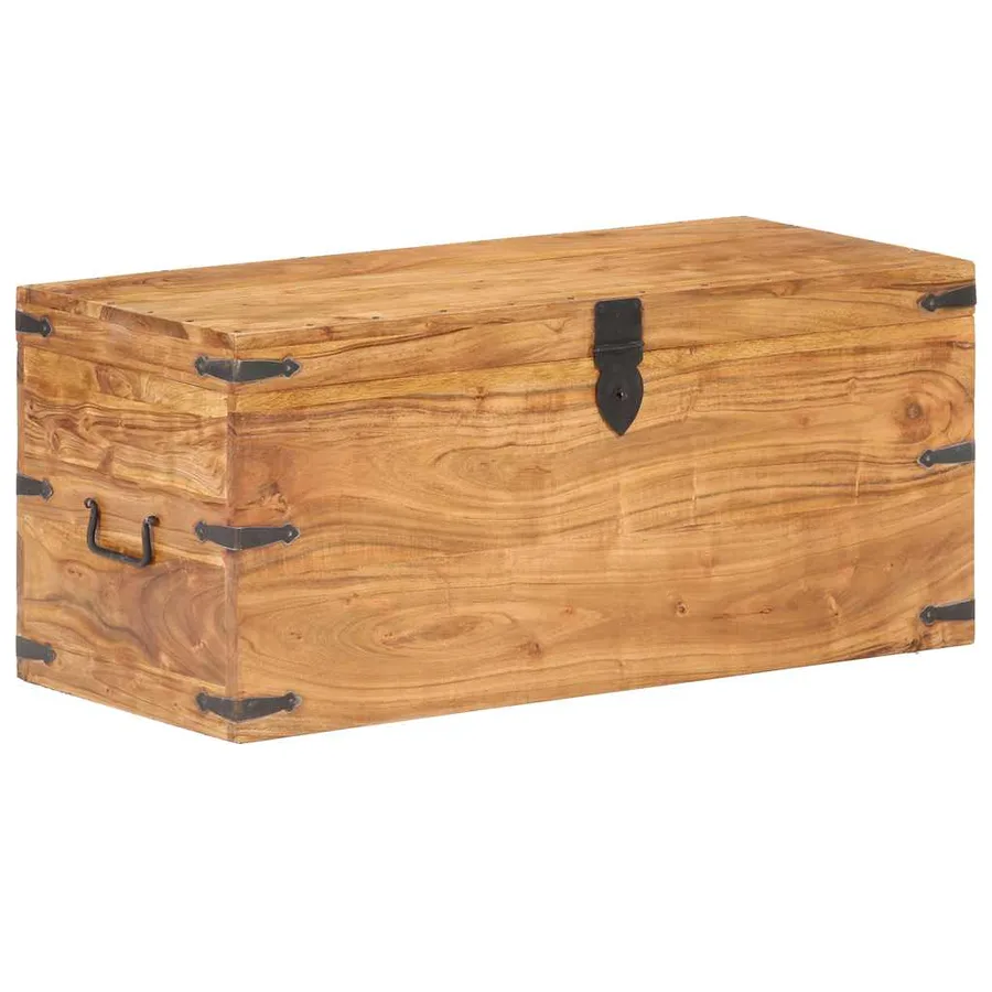 Coffre 90x40x40 cm Bois d'acacia solide - 7