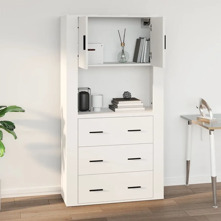 Armoire murale Blanc 80x33x80 cm Bois d'ingénierie - 8
