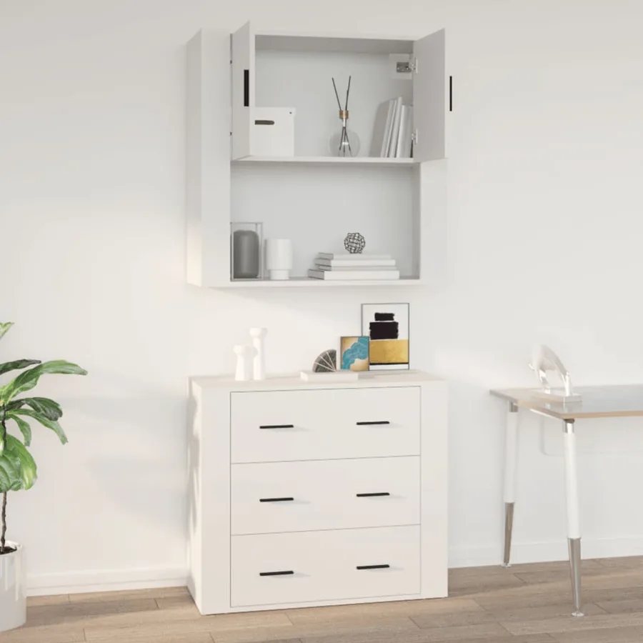 Armoire murale Blanc 80x33x80 cm Bois d'ingénierie - 9