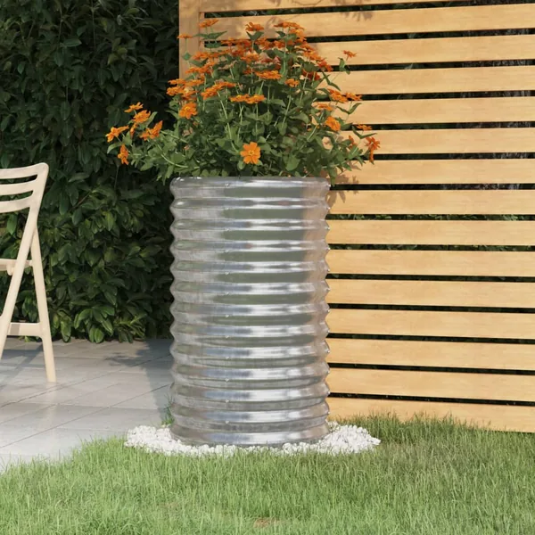 Jardinière de jardin Acier galvanisé 40x40x68 cm Argenté