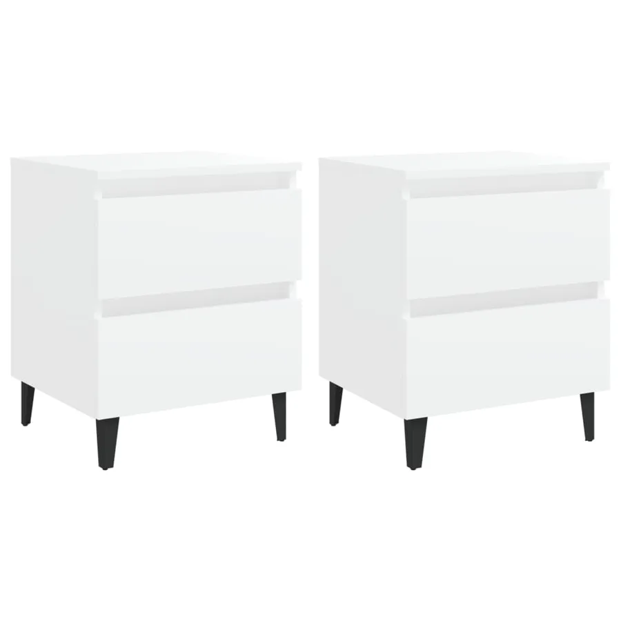 Tables de chevet 2 pcs blanc 40x35x50 cm bois d'ingénierie - 2
