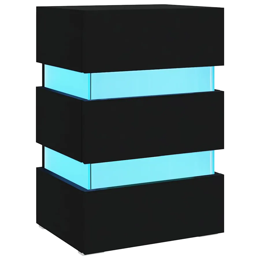 Table de chevet à LED Noir 45x35x67 cm Bois d'ingénierie - 2