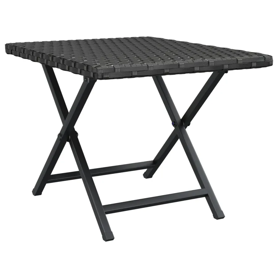 Table pliable noir 45x35x32 cm résine tressée - 2