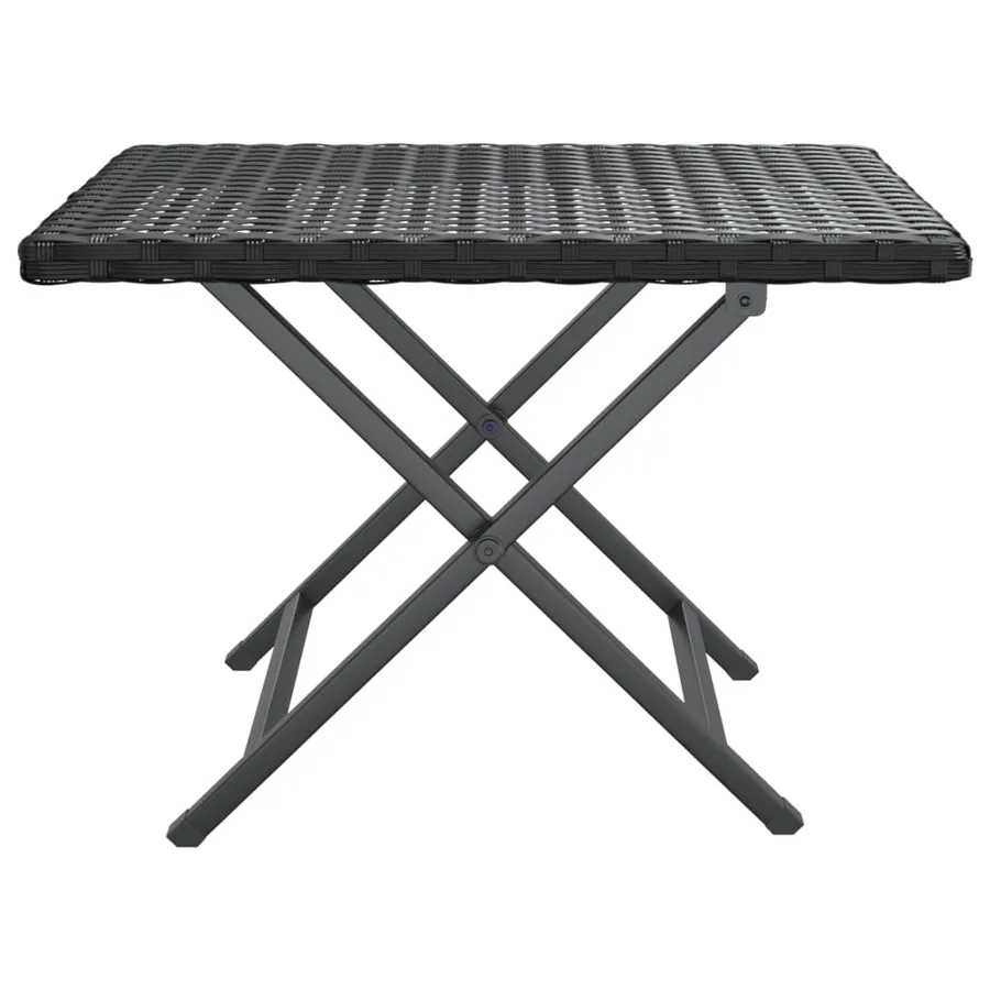 Table pliable noir 45x35x32 cm résine tressée - 3