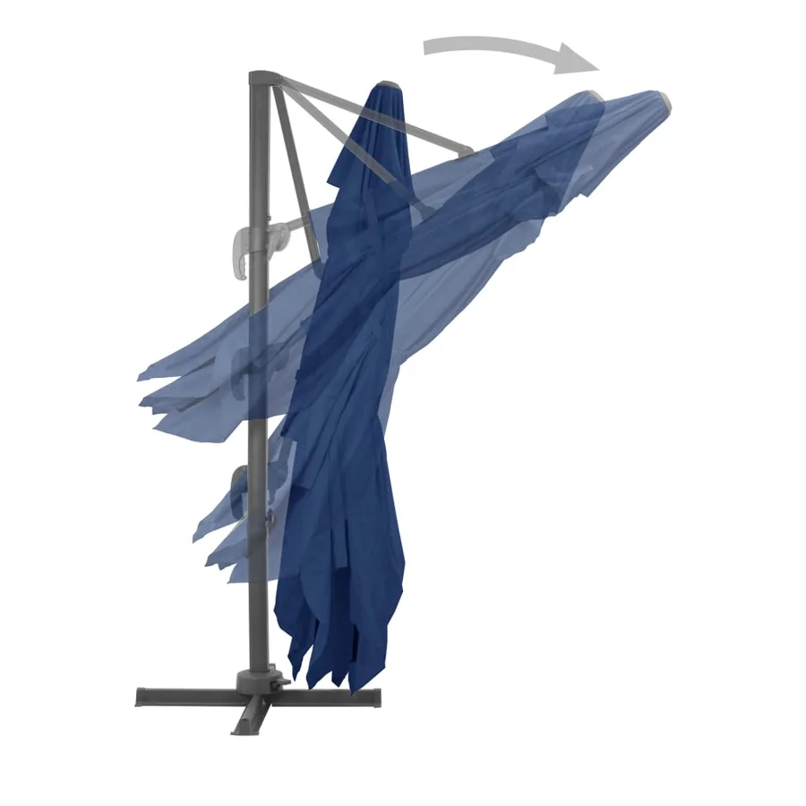 Parasol de jardin en porte-à-faux et mât en aluminium bleu azur - 4