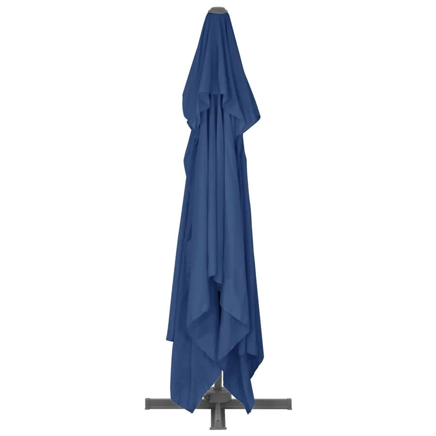 Parasol de jardin en porte-à-faux et mât en aluminium bleu azur - 5