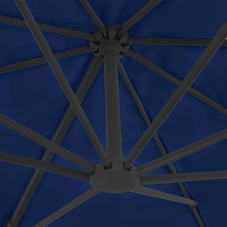 Parasol de jardin en porte-à-faux et mât en aluminium bleu azur - 6