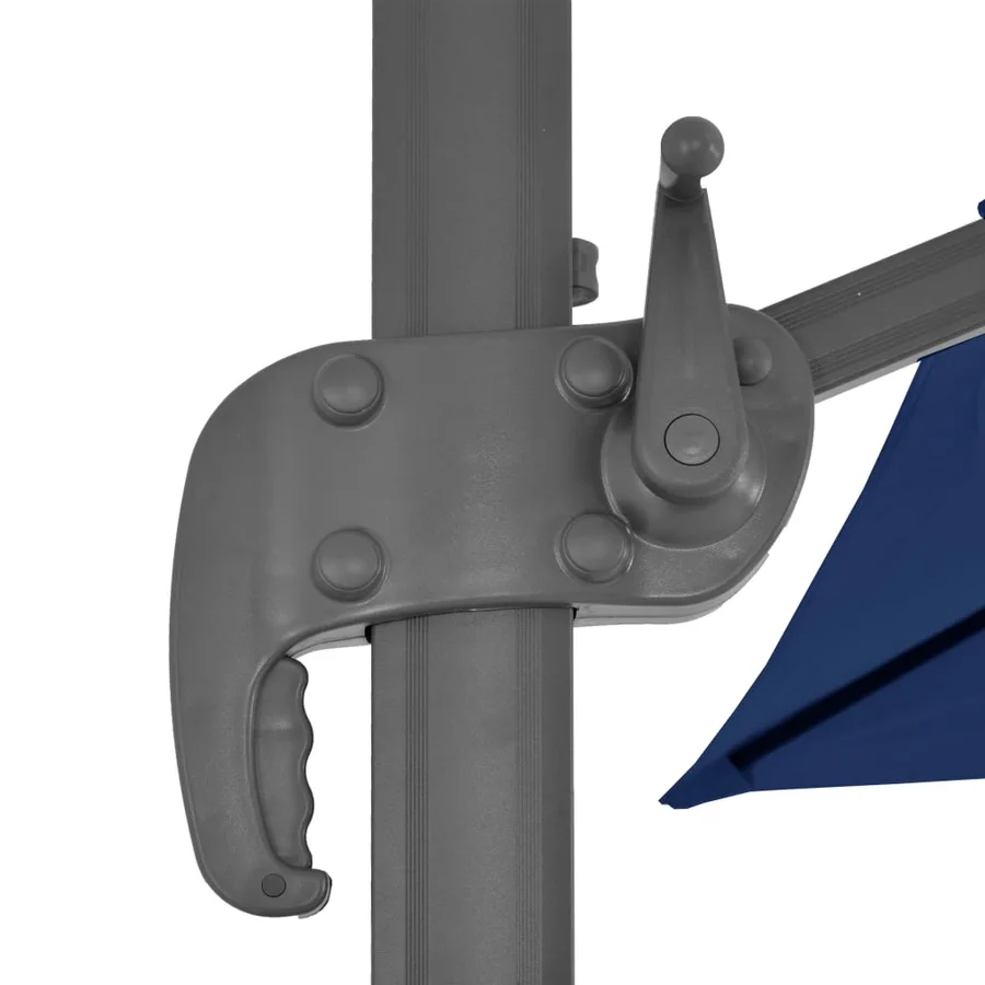 Parasol de jardin en porte-à-faux et mât en aluminium bleu azur - 7