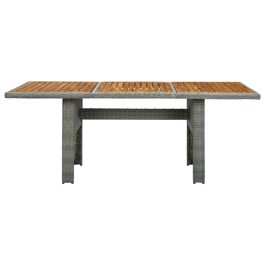 Table de jardin Gris clair Résine tressée et bois d'acacia - 2