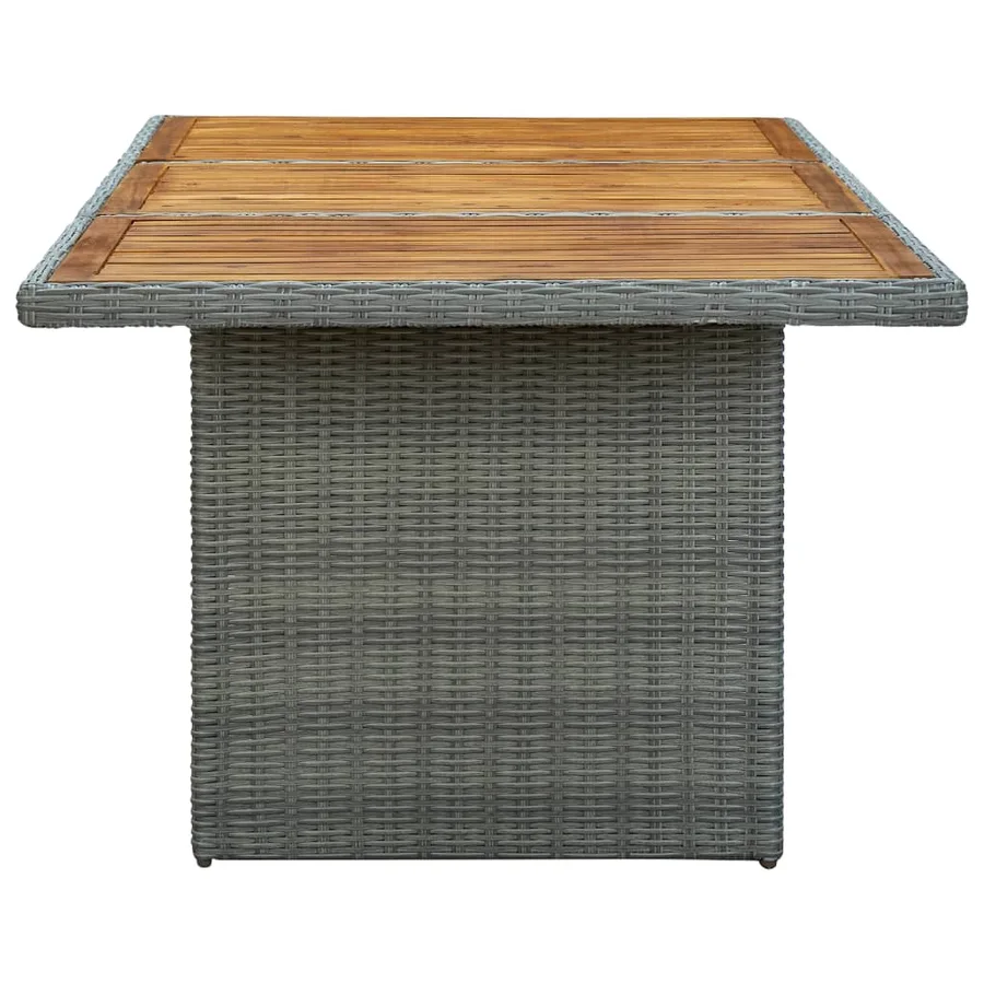 Table de jardin Gris clair Résine tressée et bois d'acacia - 3