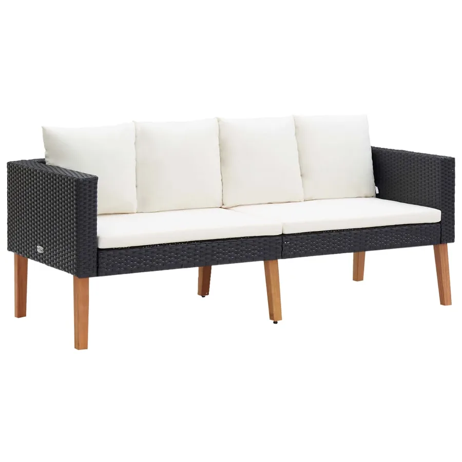 Salon de jardin 2 pcs avec coussins Résine tressée Noir - 3