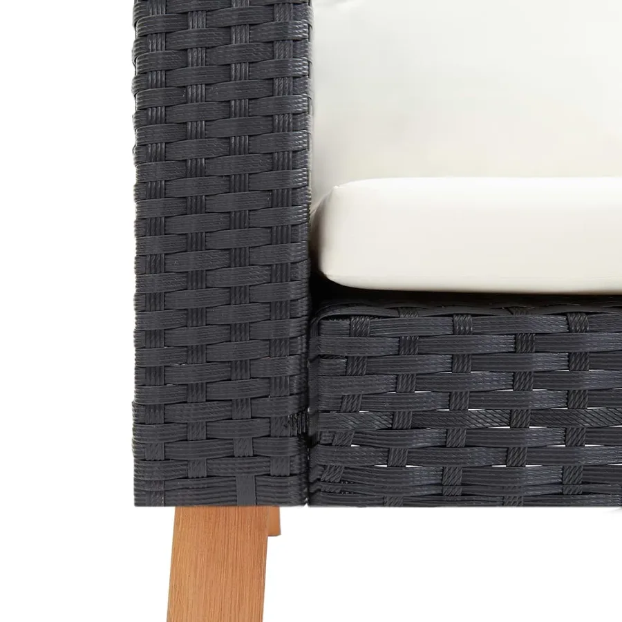 Salon de jardin 2 pcs avec coussins Résine tressée Noir - 6