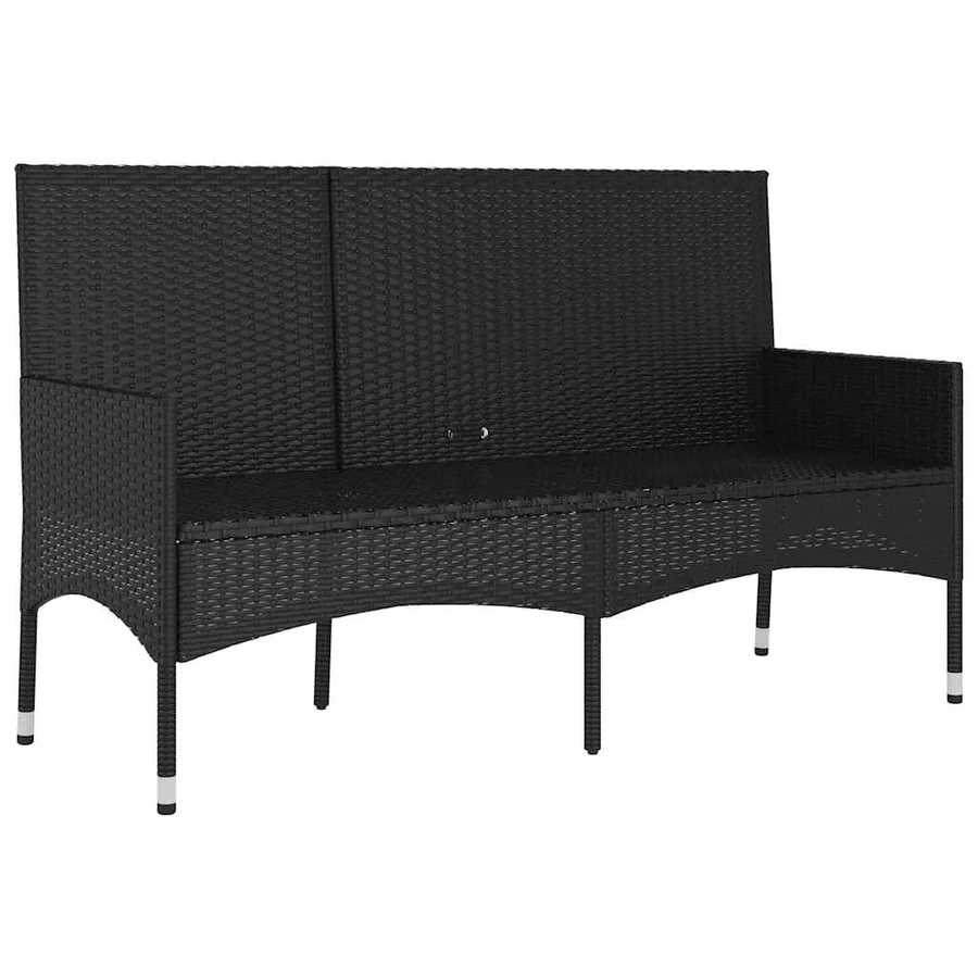 Banc de jardin à 3 places avec coussins Noir Résine tressée - 4