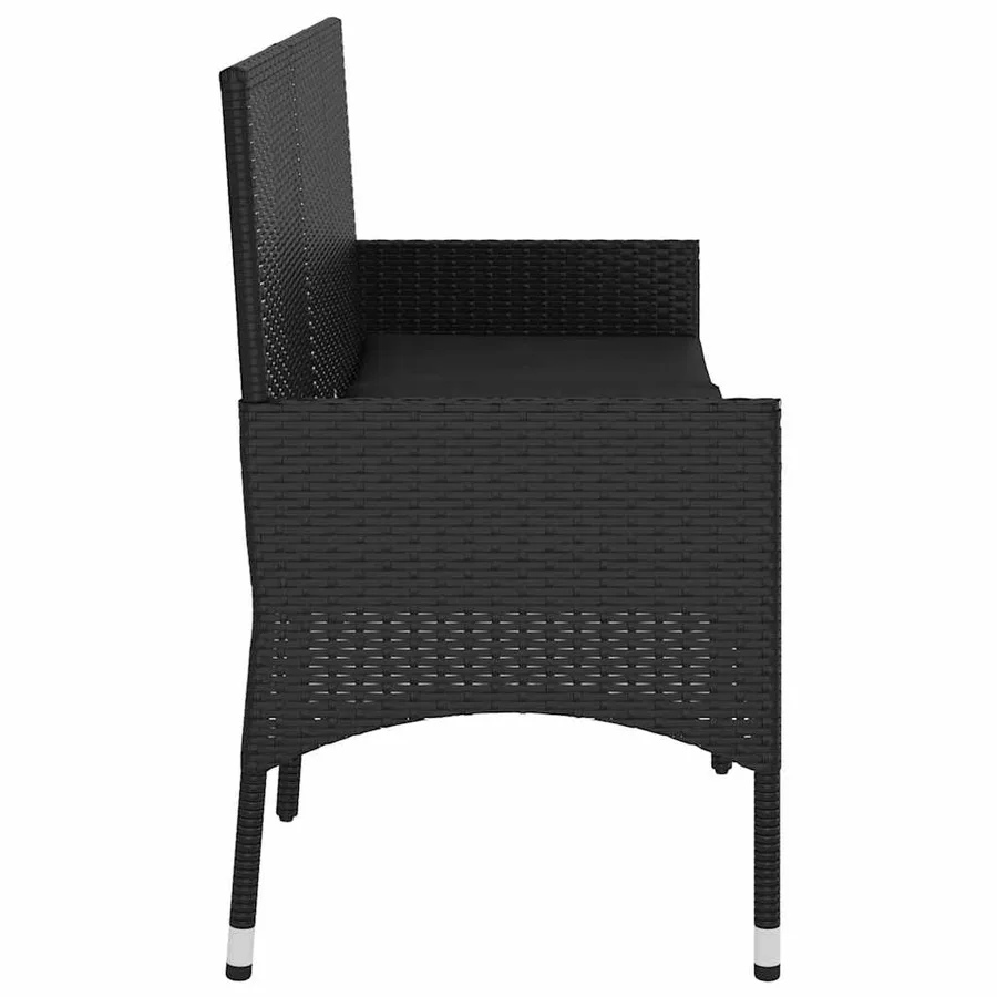Banc de jardin à 3 places avec coussins Noir Résine tressée - 5