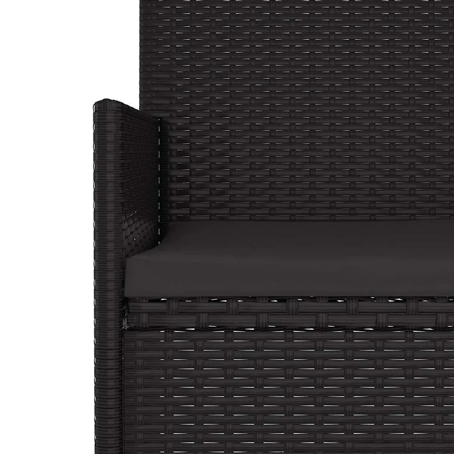 Banc de jardin à 3 places avec coussins Noir Résine tressée - 7