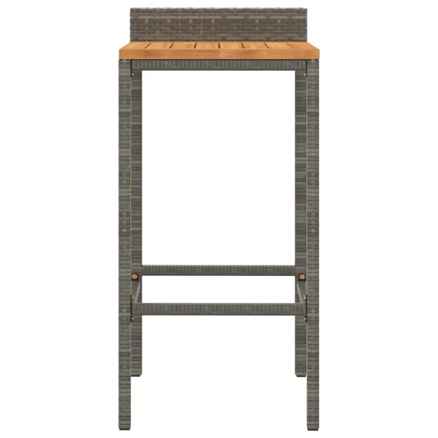 Tabourets de bar lot de 4 gris résine tressée et bois d'acacia - 4