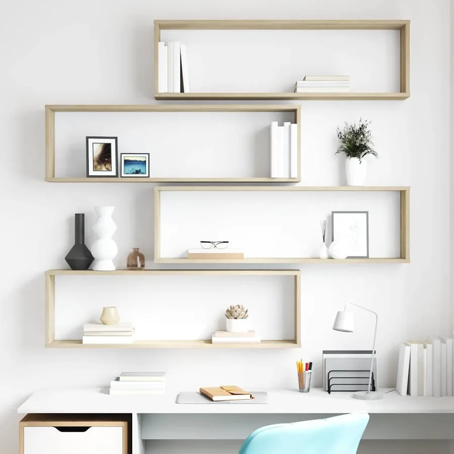 Étagères cube murales 4 pcs chêne sonoma bois d'ingénierie