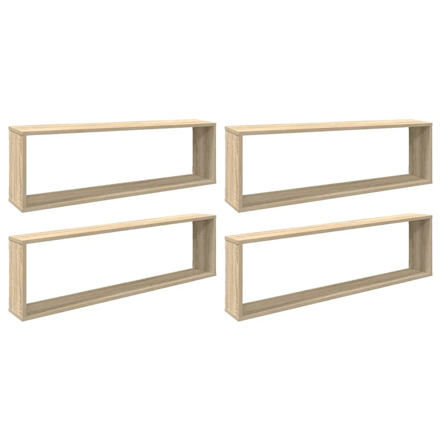 Étagères cube murales 4 pcs chêne sonoma bois d'ingénierie - 2
