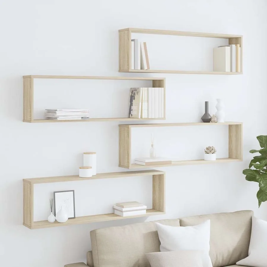 Étagères cube murales 4 pcs chêne sonoma bois d'ingénierie - 3