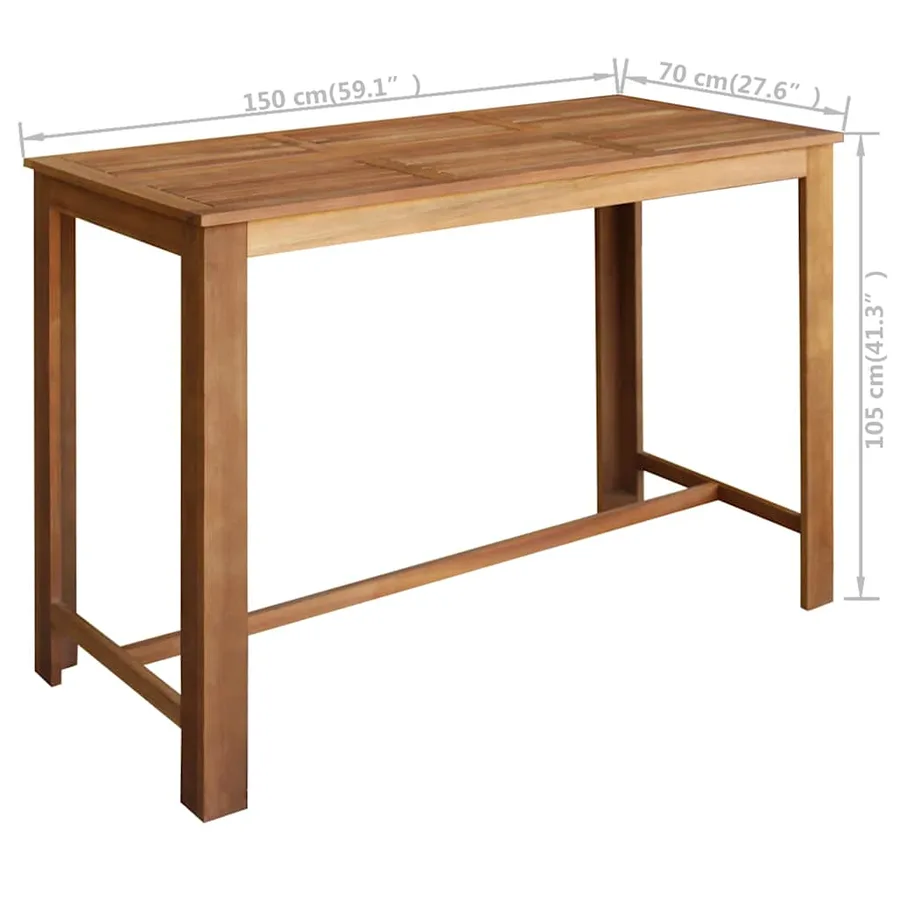 Table de bar Bois d'acacia massif 150x70x105 cm - 6