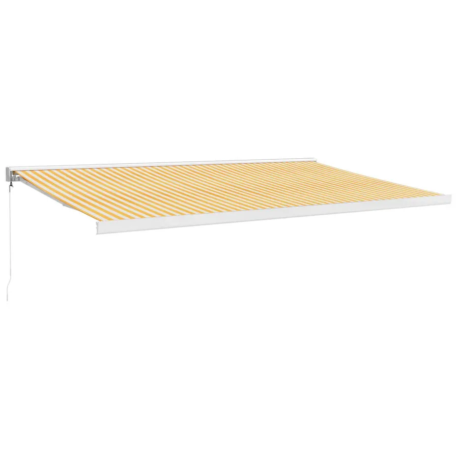 Auvent rétractable jaune et blanc 5x3 m tissu et aluminium - 2