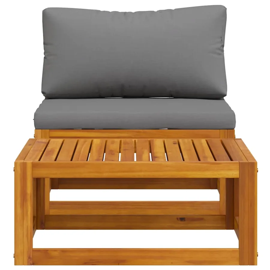 Salon de jardin 2 pcs avec coussin Bois d'acacia solide - 7