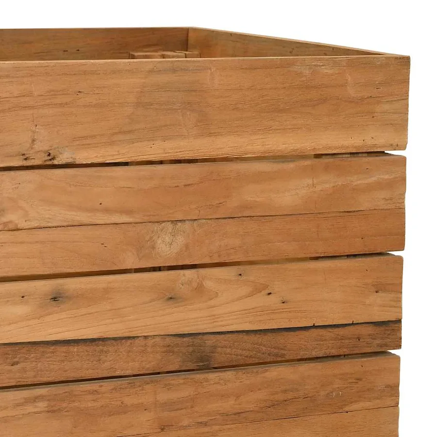 Lit surélevé 150x40x72 cm bois de teck recyclé et acier - 11