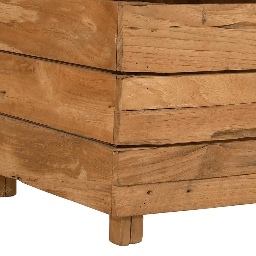 Lit surélevé 150x40x72 cm bois de teck recyclé et acier - 12
