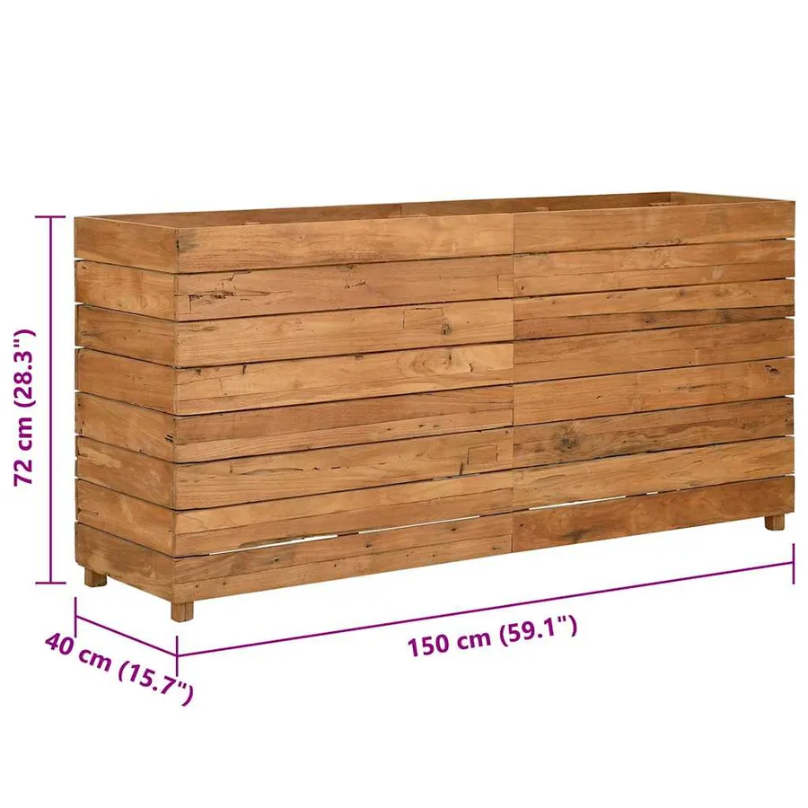 Lit surélevé 150x40x72 cm bois de teck recyclé et acier - 13
