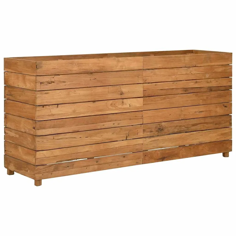 Lit surélevé 150x40x72 cm bois de teck recyclé et acier - 2