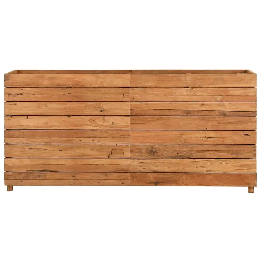 Lit surélevé 150x40x72 cm bois de teck recyclé et acier - 3