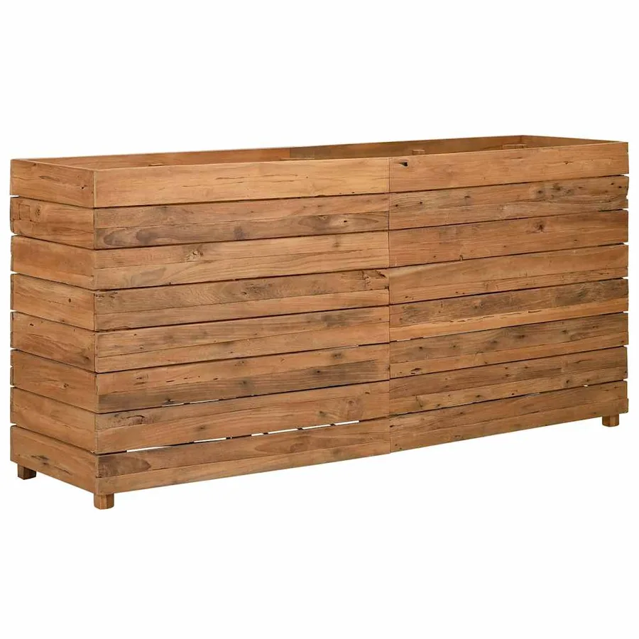 Lit surélevé 150x40x72 cm bois de teck recyclé et acier - 5