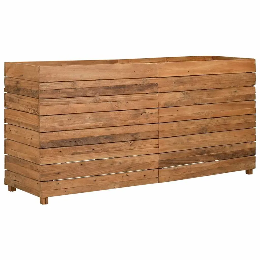 Lit surélevé 150x40x72 cm bois de teck recyclé et acier - 6