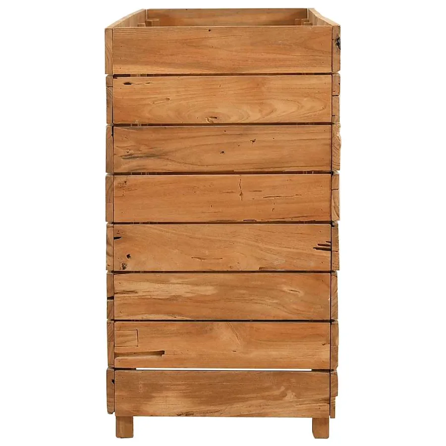 Lit surélevé 150x40x72 cm bois de teck recyclé et acier - 8