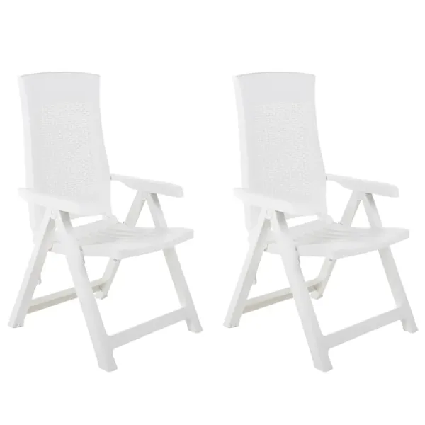 Chaises inclinables de jardin lot de 2 Plastique Blanc