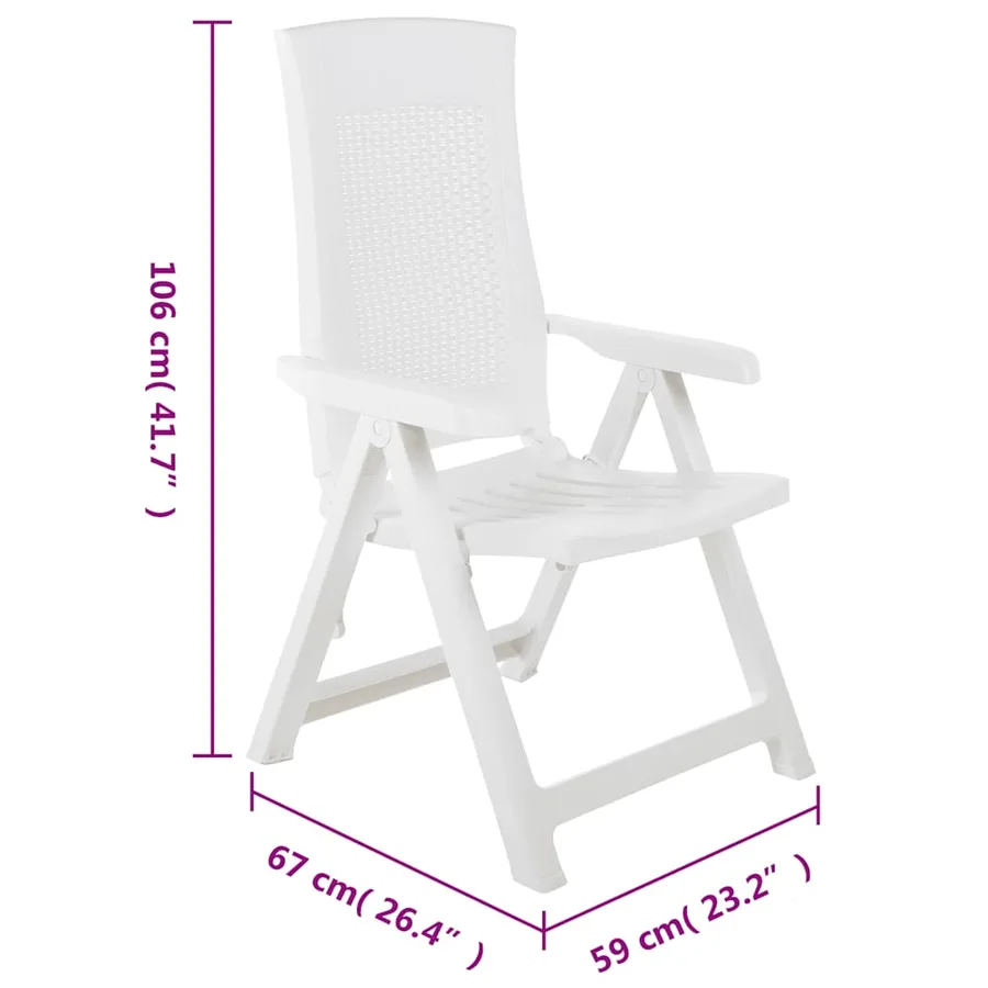 Chaises inclinables de jardin lot de 2 Plastique Blanc - 9