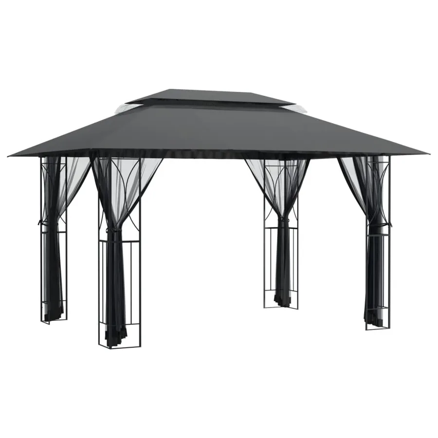 Belvédère avec parois latérales anthracite 400x300x270 cm acier - 2