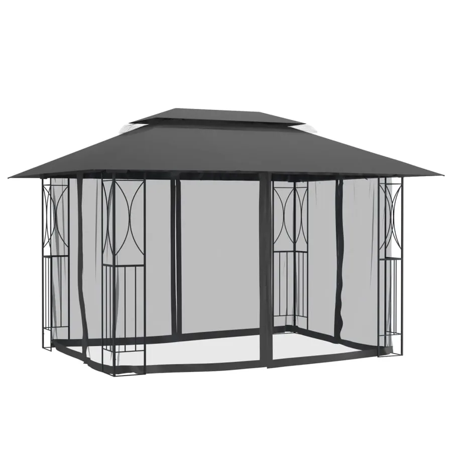 Belvédère avec parois latérales anthracite 400x300x270 cm acier - 3