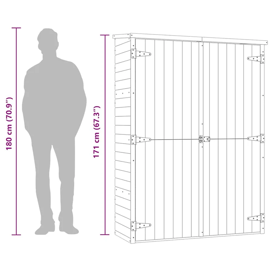 Abri à outils de jardin 163x50x171 cm Pinède imprégnée - 12
