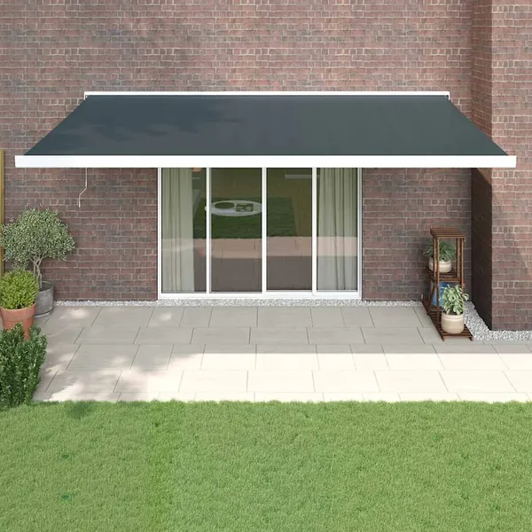 Auvent rétractable anthracite 5x3 m tissu et aluminium