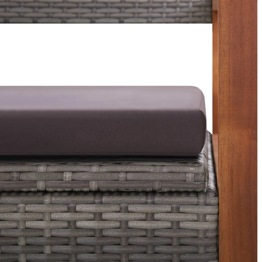 Banc de rangement 115 cm Résine tressée et bois d'acacia Gris - 6