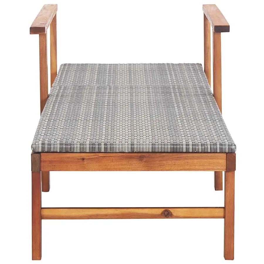 Chaise longue Résine tressée et bois d'acacia massif Noir - 15