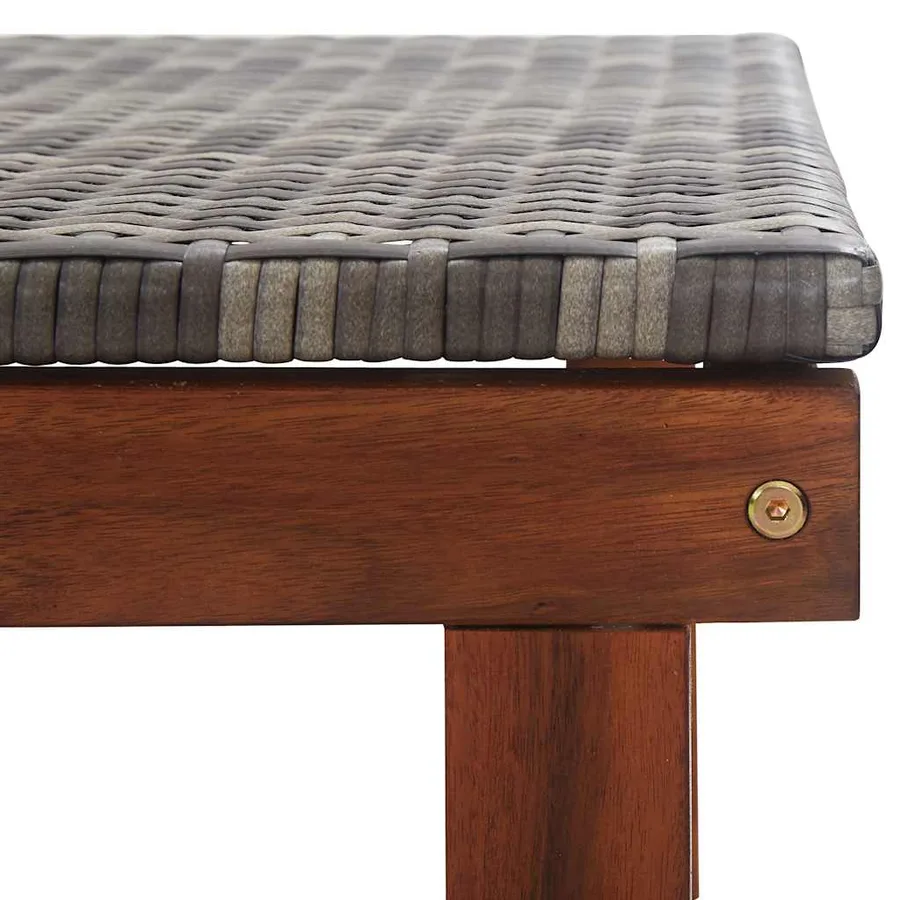 Chaise longue Résine tressée et bois d'acacia massif Noir - 16
