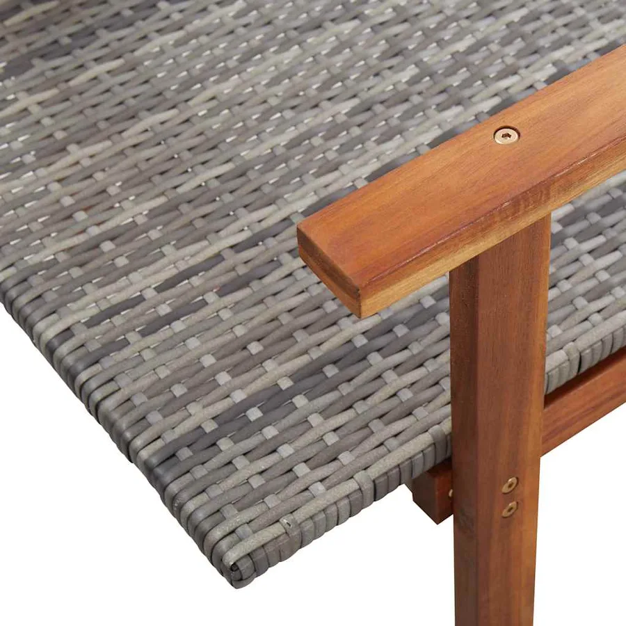 Chaise longue Résine tressée et bois d'acacia massif Noir - 17