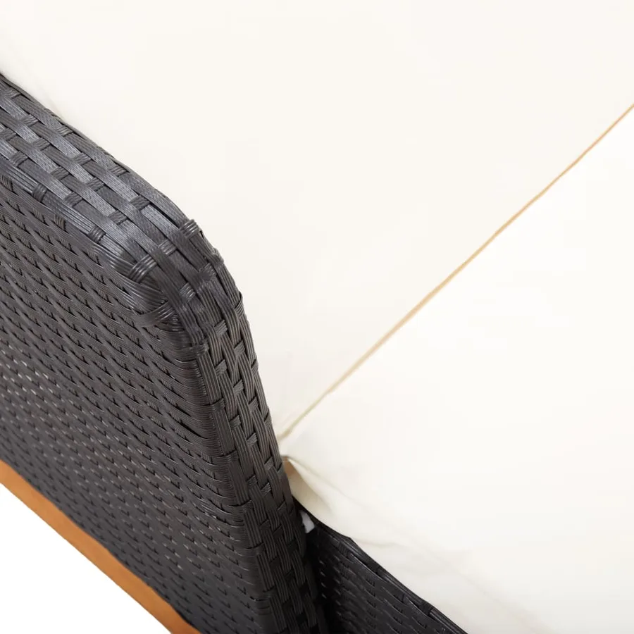 Chaise longue Résine tressée et bois d'acacia massif Noir - 34