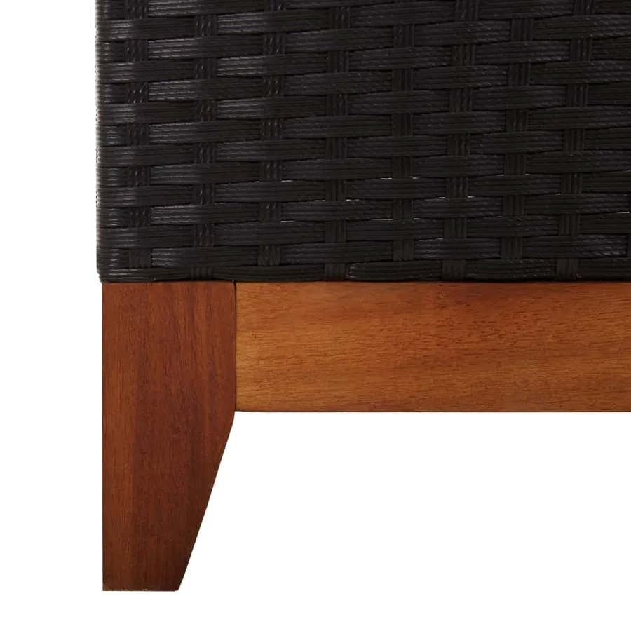 Chaise longue Résine tressée et bois d'acacia massif Noir - 35