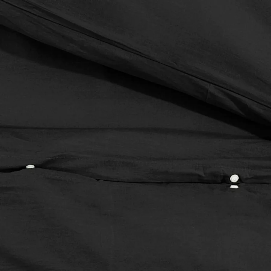 Ensemble de housse de couette Noir 200x200 cm Coton - 8