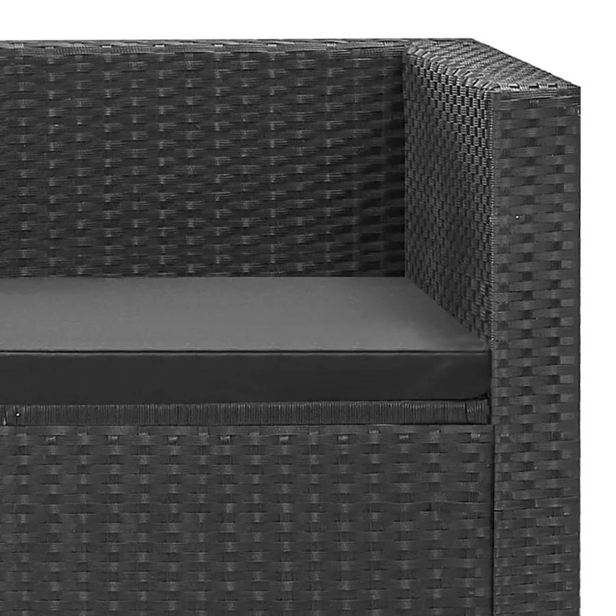 Salon de jardin 4 pcs Noir avec coussins Résine tressée - 11